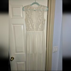 Pink Martini Ivory Lace Chiffon Keyhole Dress